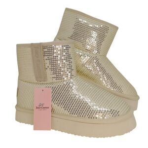 Juicy Couture O'Clock Platino Womens NEW w/Tags Silver Sequined Booties - sz. 6